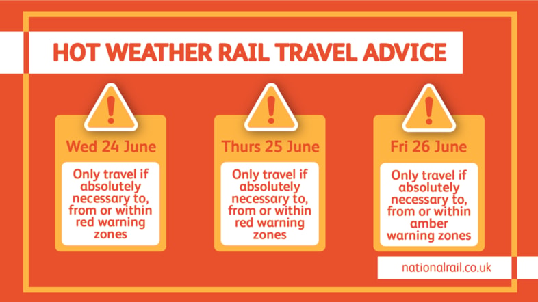 Southeastern extends advice to avoid non essential travel as extreme heat continues across Kent and the South East: Hot weather message