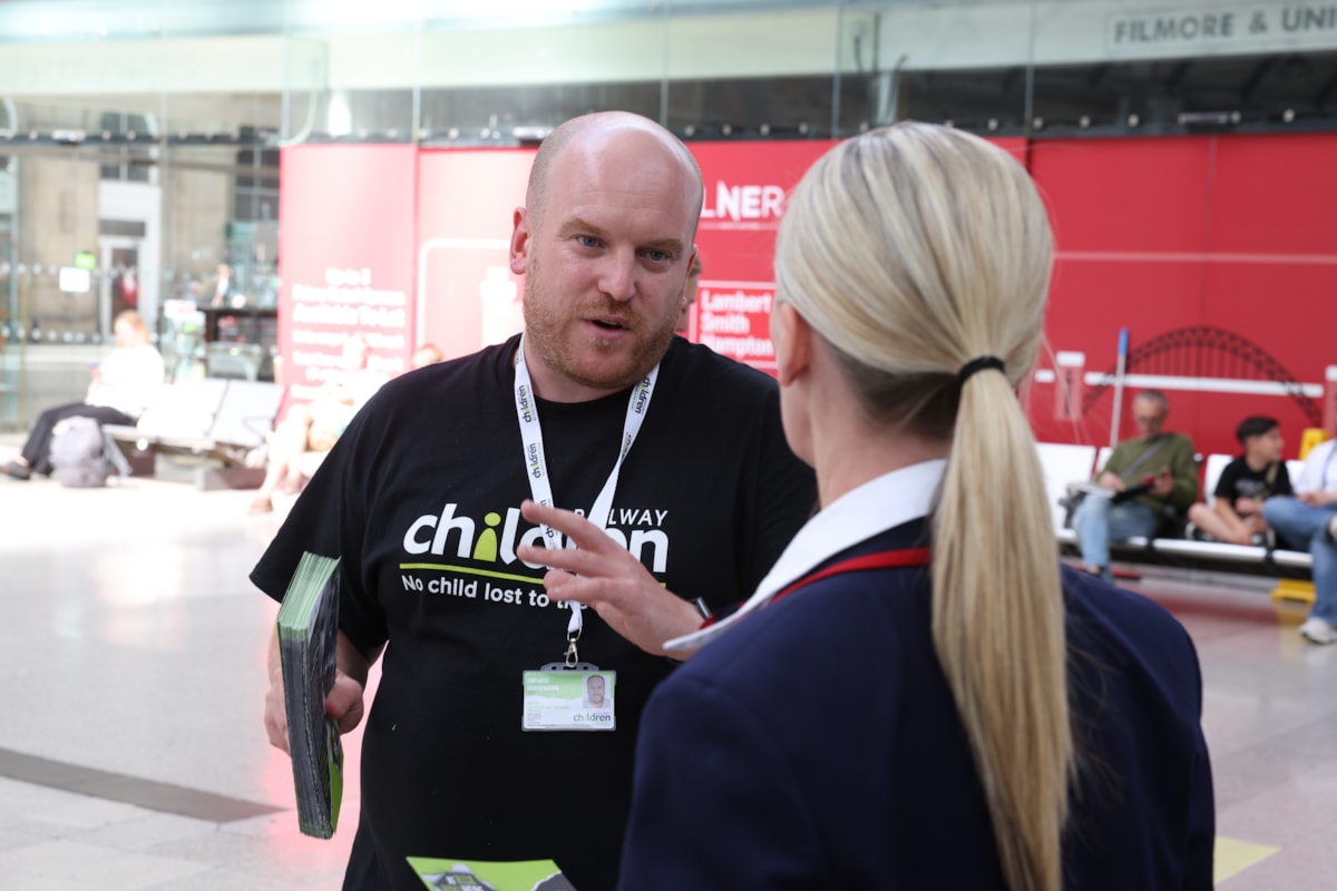 Railway Children and LNER colleague at Newcastle station