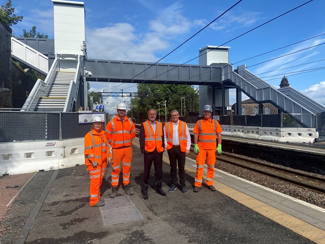 MP Ronnie Cowan MSP Stuart McMillian with Laura and Rod from Network Rail and Paul from STORY at Port Glasgow: MP Ronnie Cowan MSP Stuart McMillian with Laura and Rod from Network Rail and Paul from STORY at Port Glasgow