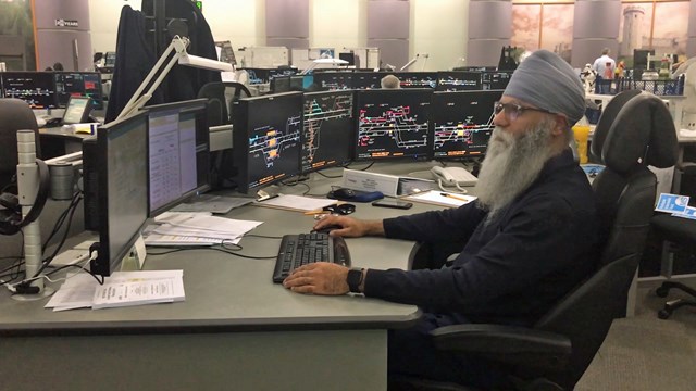 Shift signalling manager at work at the West Midlands Signalling Centre