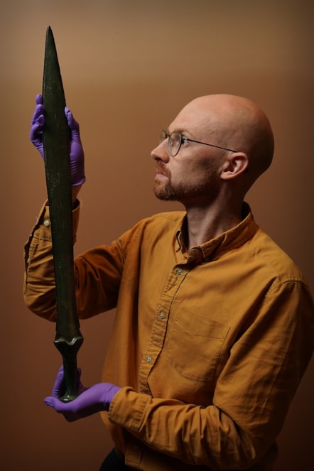 Dr Matthew Knight holds the Inverbroom sword. Photo (c) Stewart Attwood (3)