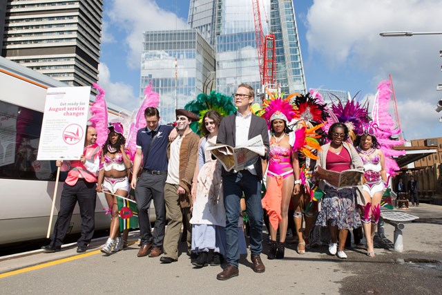 A strange gathering of passengers catch the train from London Bridge 4