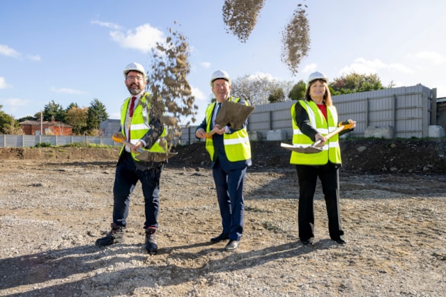 36 new homes are underway in the heart of Swords: Mayor Brian McDonagh, Minister Darragh O'Brien and Chief Executive AnnMarie Farrelly have broken ground for 36 new homes on Seatown Road which are being built as part of the new Swords Cultural Centre project.
