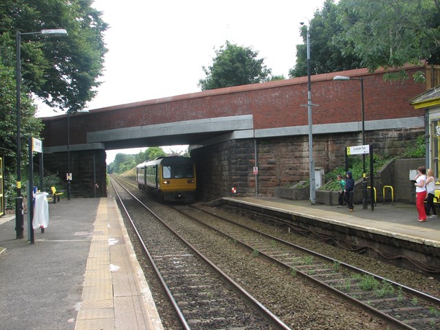 The rebuilt bridge at Eccleston Park railway station