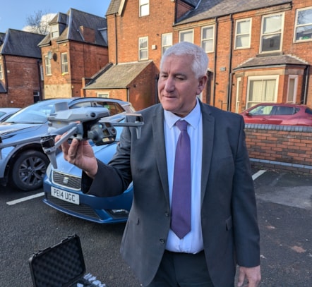 Patrick Harley with the drone