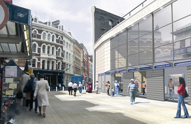 Farringdon station exterior: The new concourse at Farringdon station