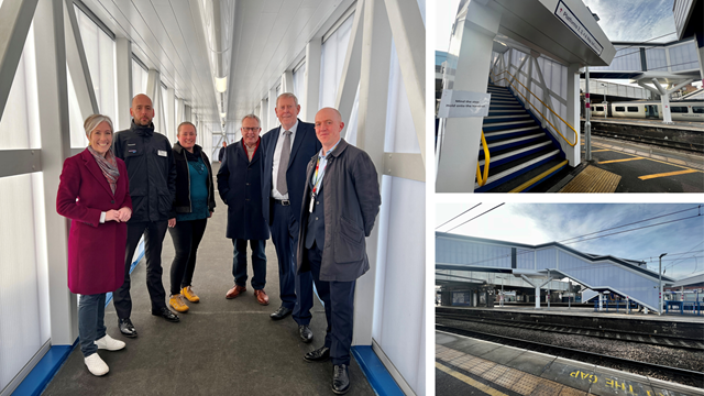 St Albans City station’s new footbridge now benefitting passengers: St Albans City station’s new footbridge now benefitting passengers - photo comp