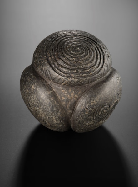 Carved stone ball from Elgin, Neolithic. Image © National Museums Scotland