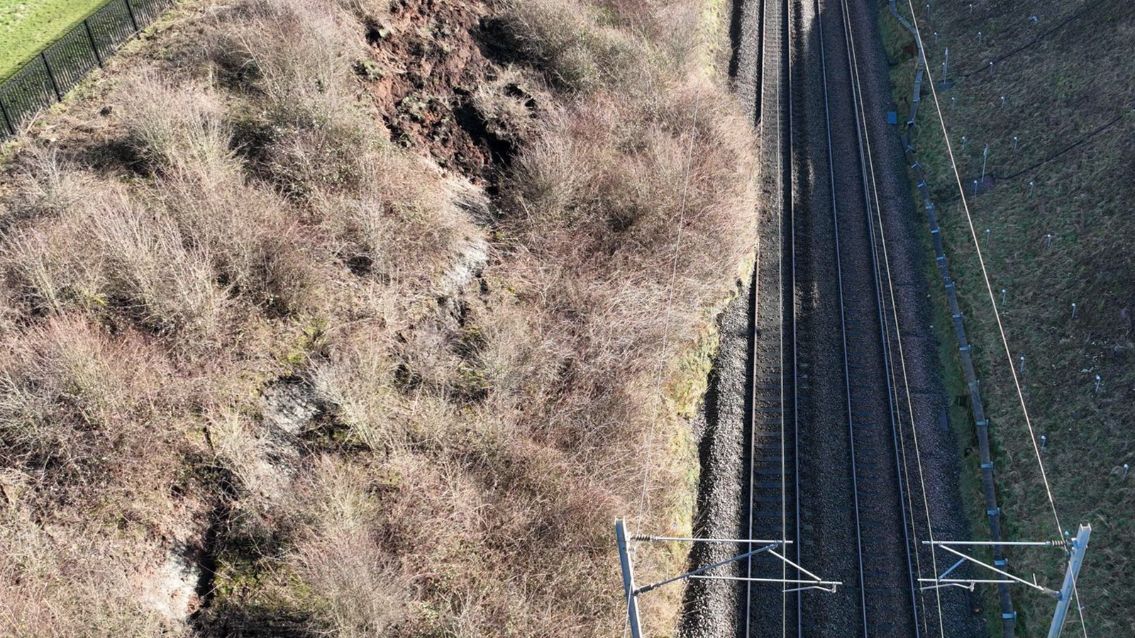 Passengers urged to check before travelling between Birmingham and London as work continues on landslip: Landslip 1 resized