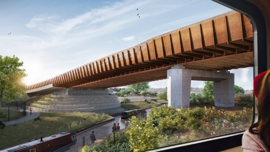 Planning approval granted for final key West Midlands structures bringing HS2 into Birmingham: View of Saltley Viaduct from railway