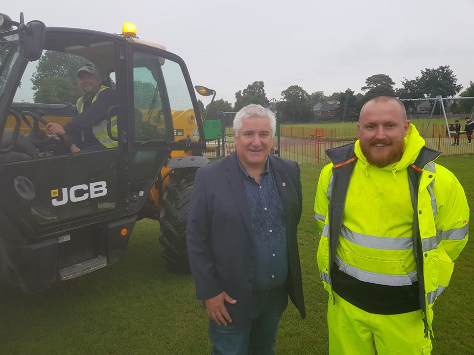 Cllr Harley on Cot Lane with highways team