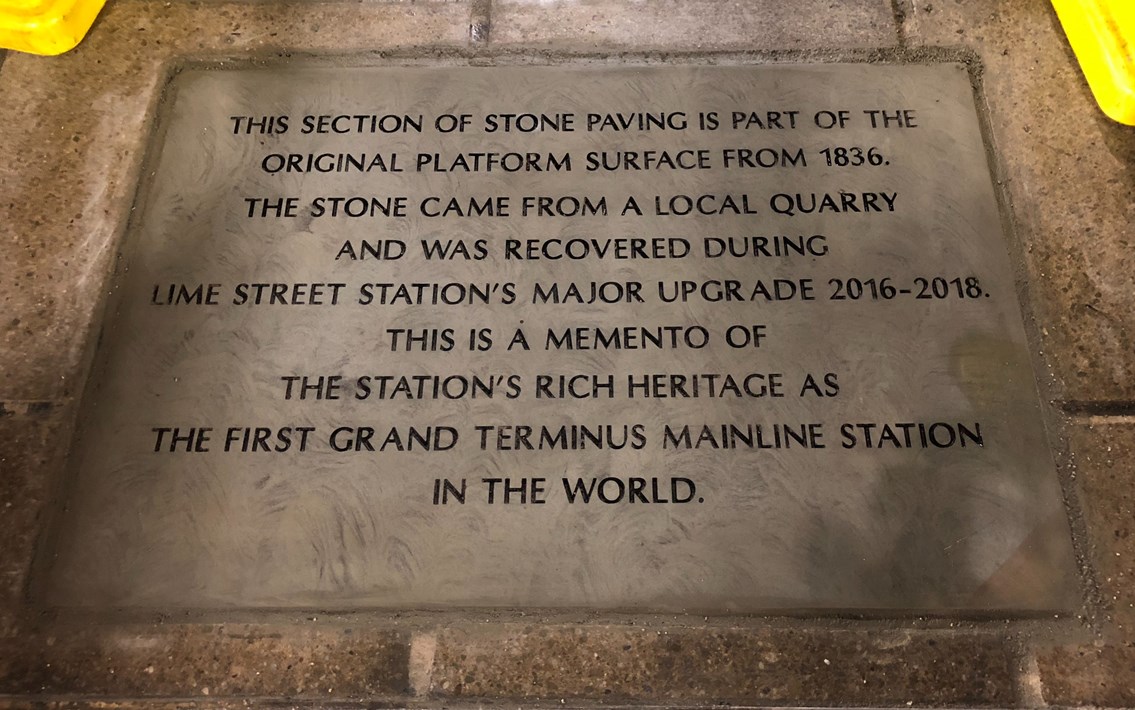 Close up of the inscription on one of the historic Yorkstone slabs