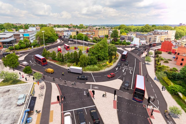 TfL Image - CGI of what the Cycleway could look like at Lea Bridge Roundabout