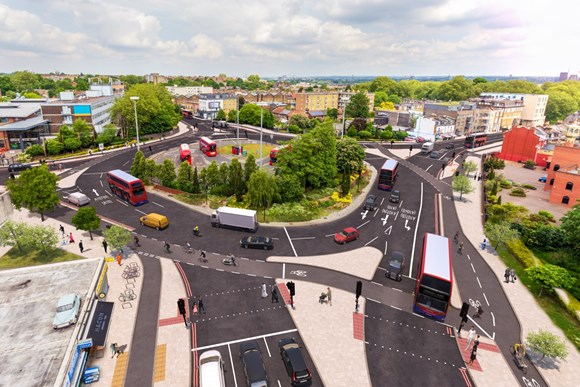 TfL Image - CGI of what the Cycleway could look like at Lea Bridge Roundabout