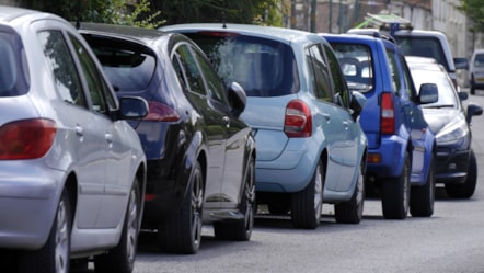 Cars parked in street