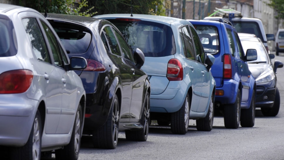 Cars parked in street