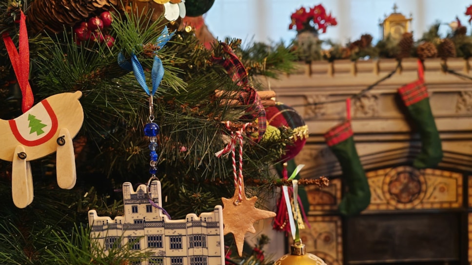 A beautifully decorated tree at Gawthorpe Hall