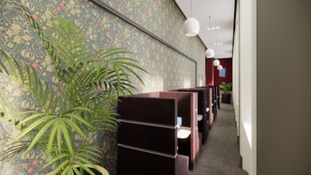 Individual work spaces in the revamped LNER First Class Lounge at King's Cross