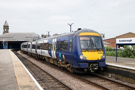 Image shows Northern train at Scarborough station