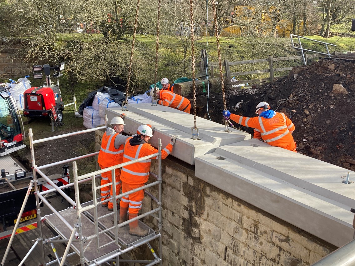 New concrete bridge deck being installed near Commondale station