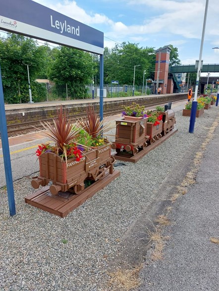 Image shows displays at Leyland station