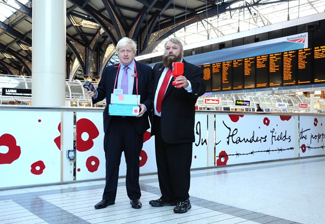 Launch of 2014 London Poppy Day: The 2014 London Poppy Day was launched at Liverpool Street station by the Mayor of London, Boris Johnson and the actor Brian Blessed