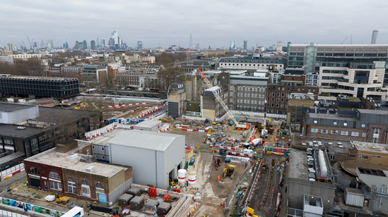 Aerial view of HS2's London Euston station works, January 2023 3