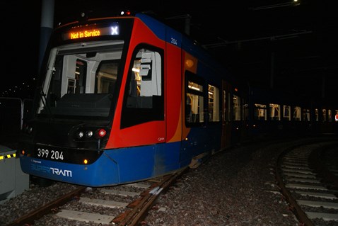 Test running of Tram Train on Tinsley Chord May 2018