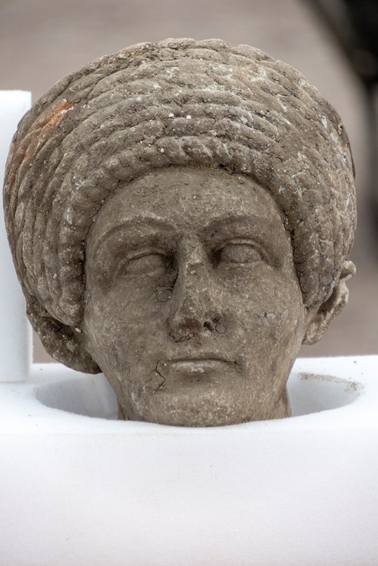 Female head - Roman artefacts from St Mary's Archaeological dig - Stoke Mandeville, Buckinghamshire-21: Female head of Roman statue discovered during a HS2 archaeological dig at the site of old St Mary’s church in Stoke Mandeville, Buckinghamshire. The artefacts were found underneath the footprint of a Medieval church that was being excavated. 

Tags: Roman, Archaeology, Stoke Mandeville, Buckinghamshire