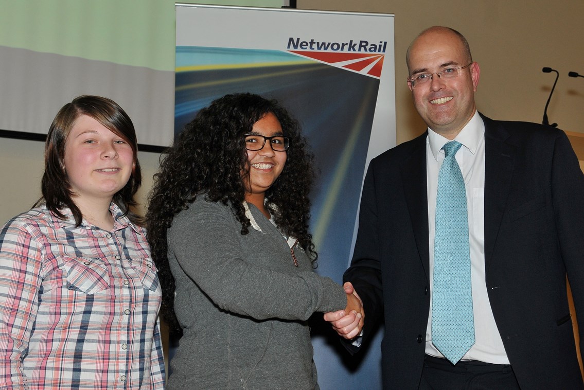 The winning duo: Winning duo Samantha Allen and Serifina Kami with Network Rail's Mike Gallop