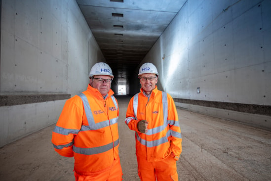 Doug Barnett (HS2) and Rupert Blake (BBV) at Burton Green Tunnel – HS2 reaches halfway point-4