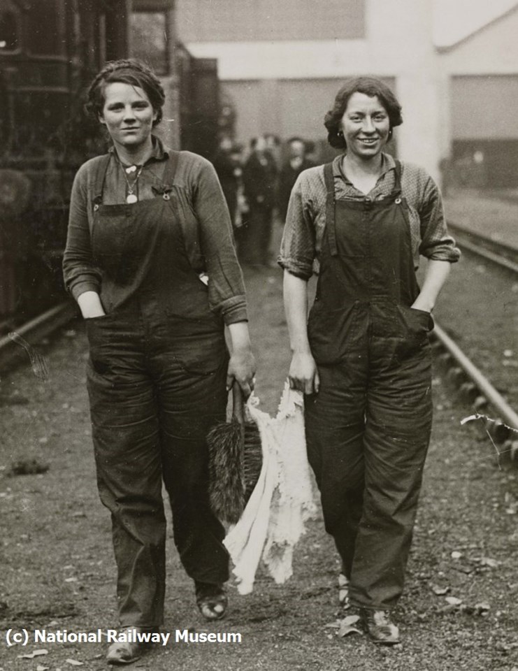 7. Women carriage cleaners on the London & South Western Railway, about 1916