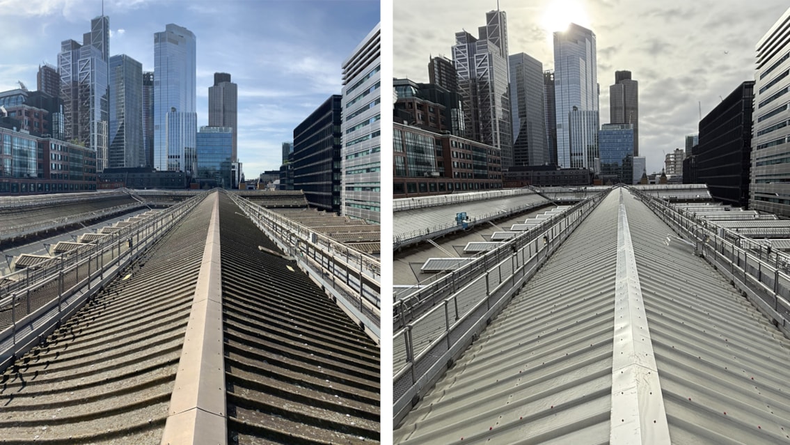 Liverpool Street roof - before and after