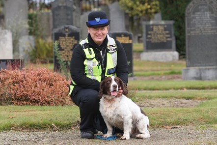 Community Warden Donna Jamieson and Hacky the springer