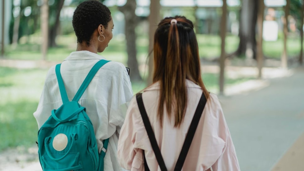 People walking with rucksacks