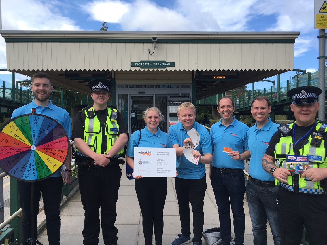 Bollo at Prestatyn railway station for last summer's trespass campaign with the BTP: (2019: photo taken pre-Covid19)