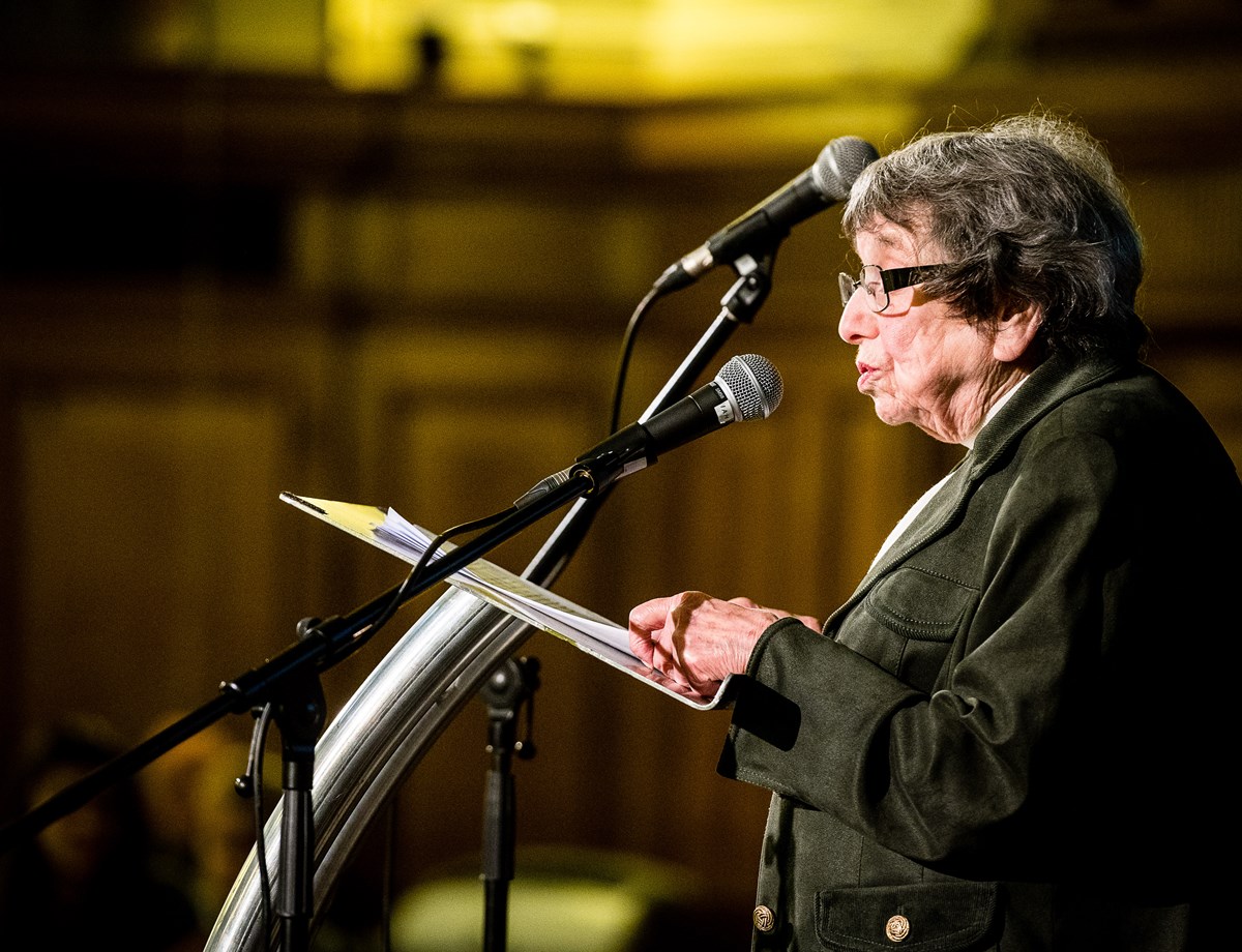 Holocaust survivor Hana Kleiner speaks at Holocaust Memorial Day 2020