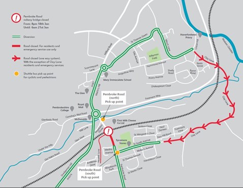 Pembroke Road Diversion map 1