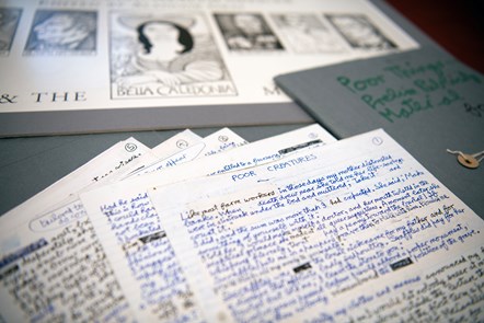 Early manuscripts of Poor Things in the hand of Alasdair Gray.