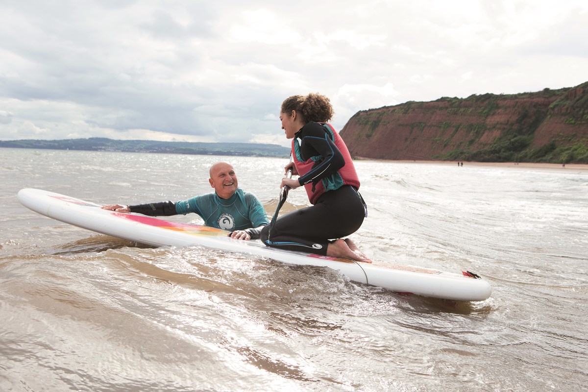 Paddleboarding at Devon Cliffs