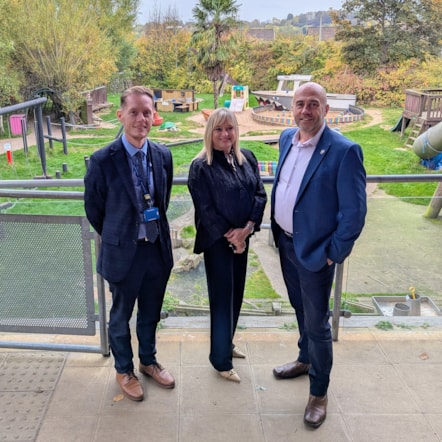 Cllr Wayne Little (right) with Kevin Tranter and Jo Higgins of Dudley Academies Trust at Sycamore Adventure