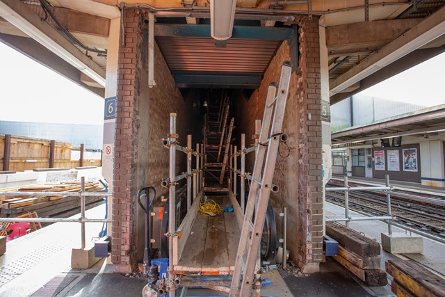 Former escalator shaft Gatwick Airport platforms 5+6