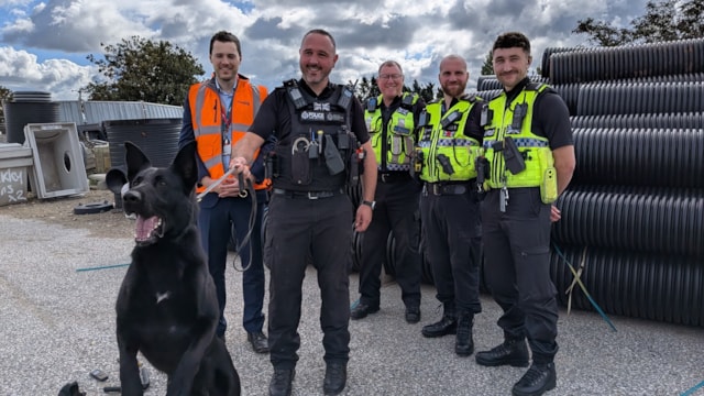 Paw patrollers: Police dogs join fight against railway cable theft: PD Chloe with Network Rail and BTP officers-2