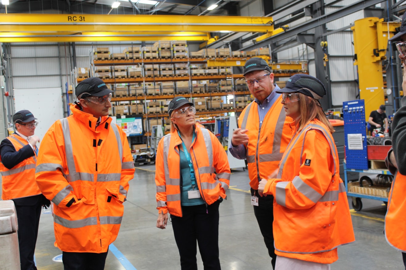 Melanie Onn visit to Siemens Goole Rail Village