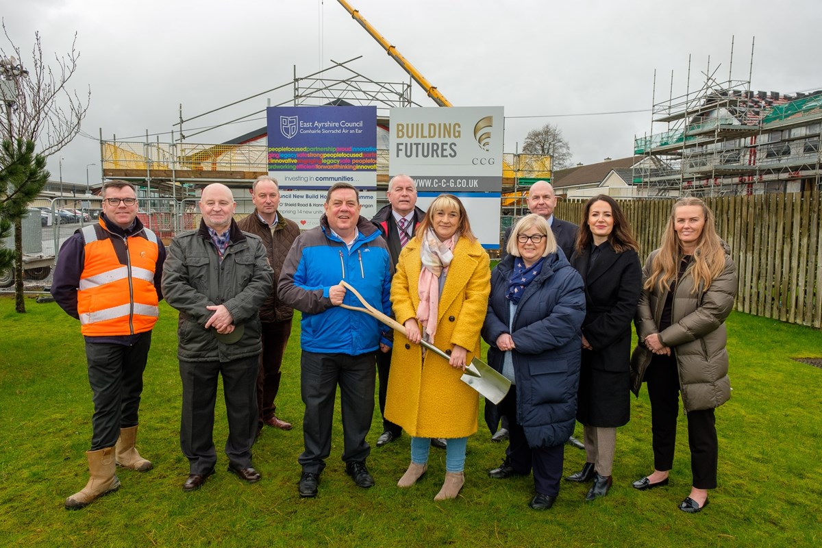 Cllrs Jacqui Todd and Douglas Reid with local members Cllrs John Bell, Elaine Dinwoodie and Drew Filson with Head of Housing Bob McCulloch and John Baggely from CCG