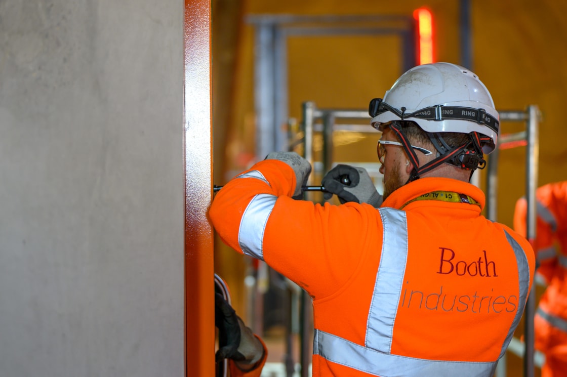 20260427 HS2 Booth Industries test fitting cross passage door Chiltern Tunnel-39