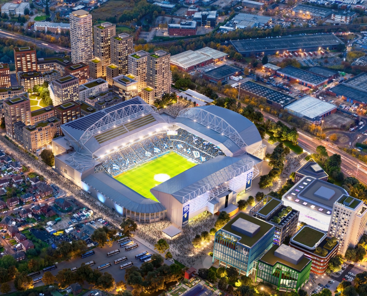 Elland Road future vision. Credit RISE and LFG