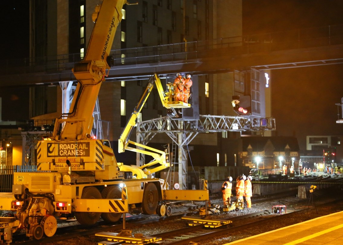Christmas works at Cardiff Central station-Installation of new signalling equipment