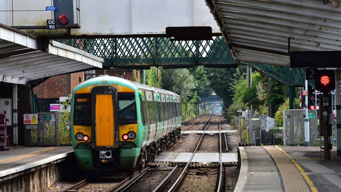 Railway open for business this Easter, but passengers are advised to check before they travel in parts of Sussex and South London: A train leaves Chichester station