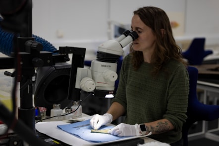 Conservator Bethan Bryan works on the Peebles Hoard. Photo © Duncan McGlynn (4)